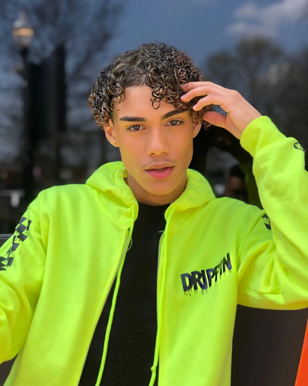 Black Drippin (F&B) | Safety Yellow Zip Up Jacket (Solid Checkered Drippin Sleeves)