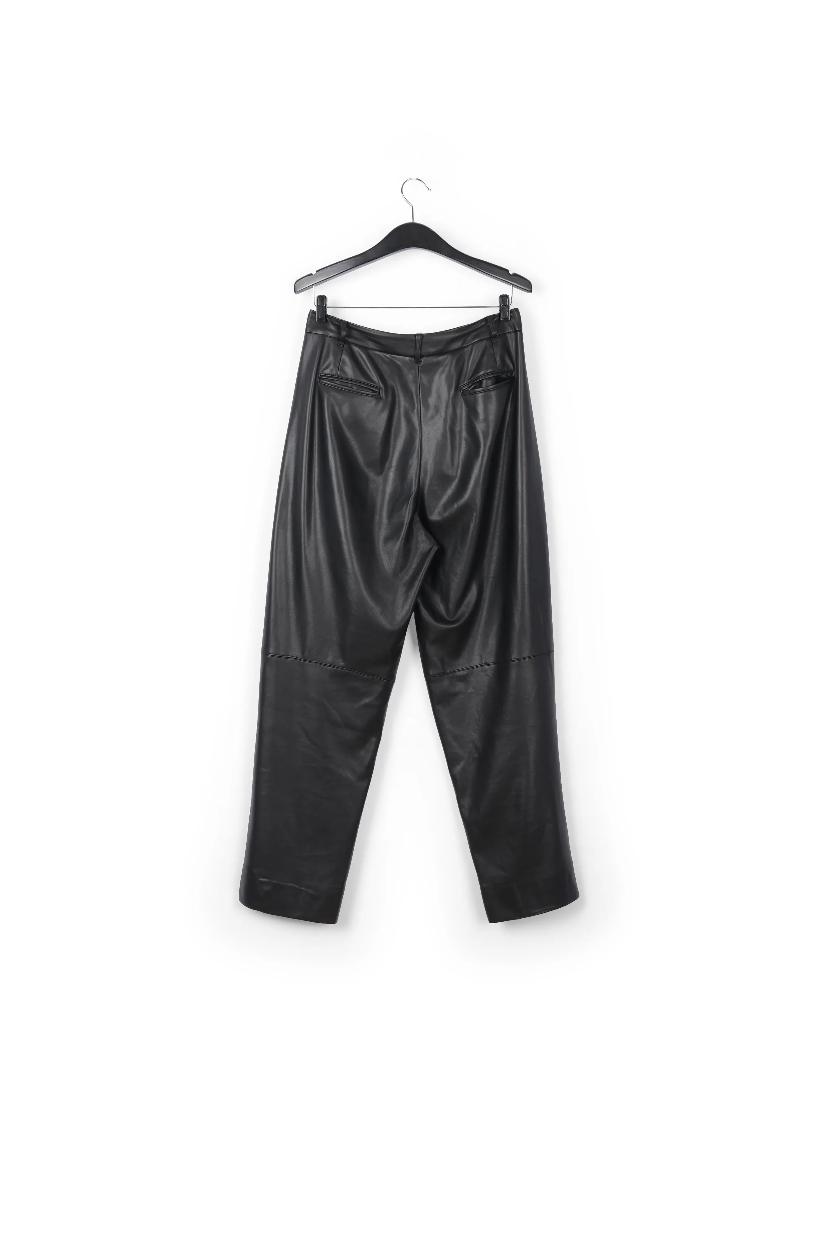 Black faux leather baggy-fit pants