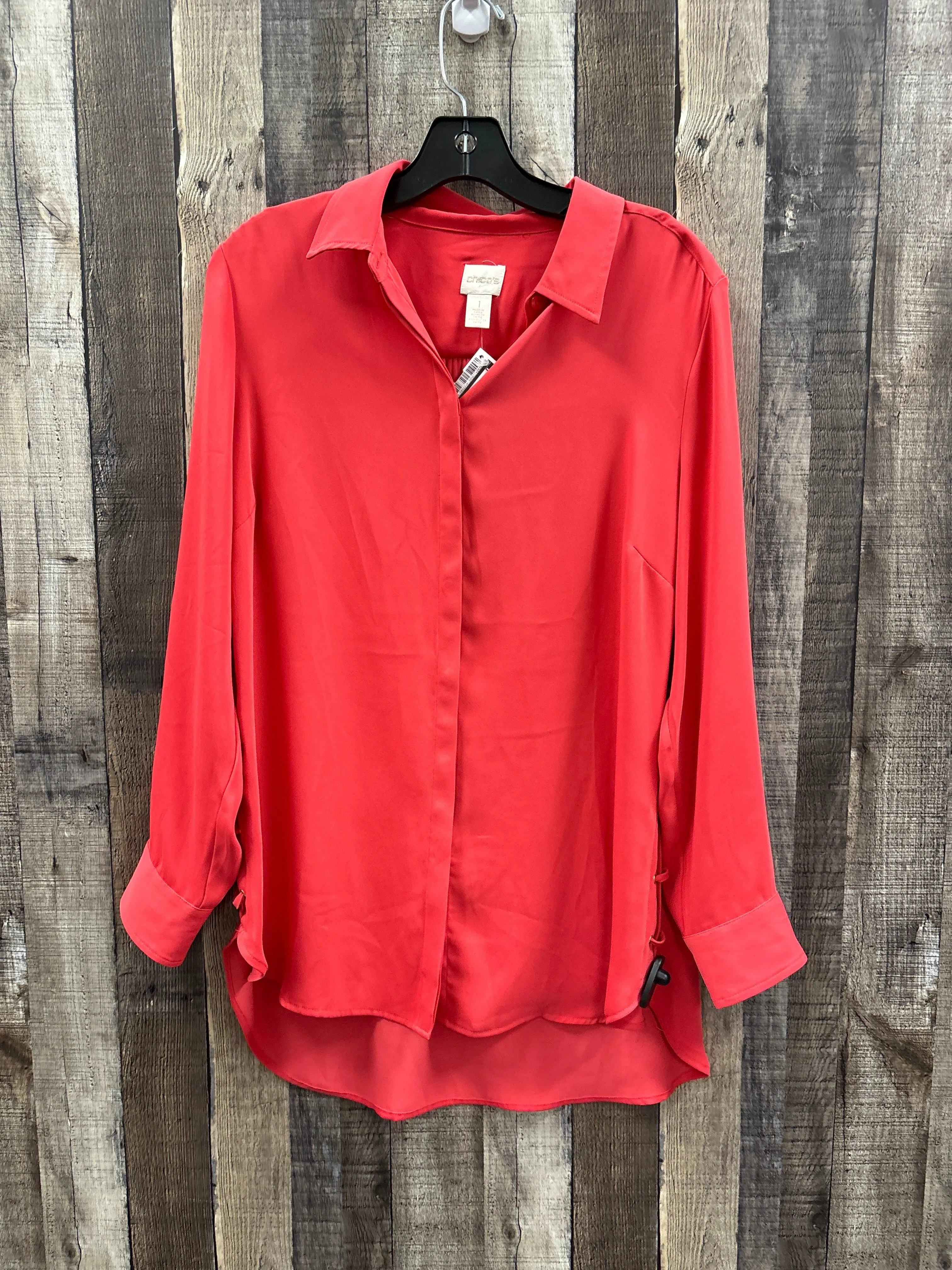 Blouse Long Sleeve By Chicos In Coral, Size: M