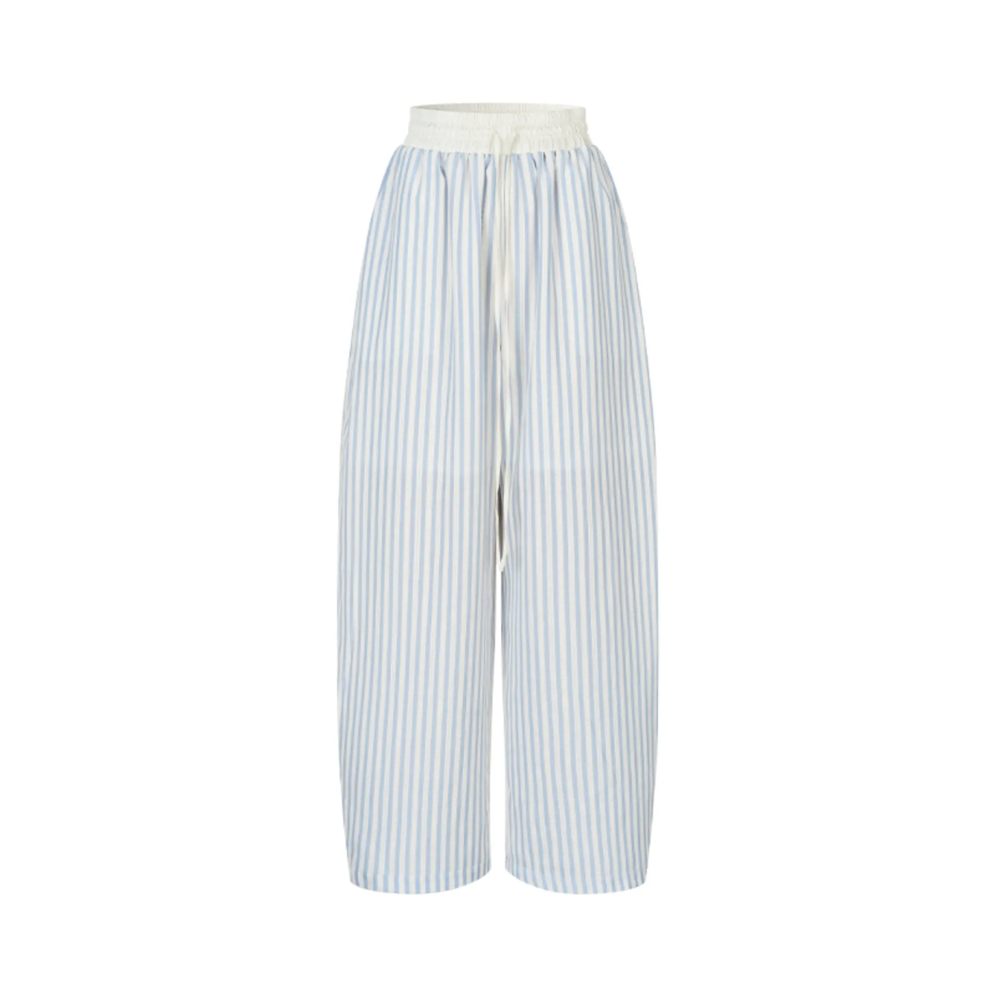 Blue Casual Wide-Leg Pants