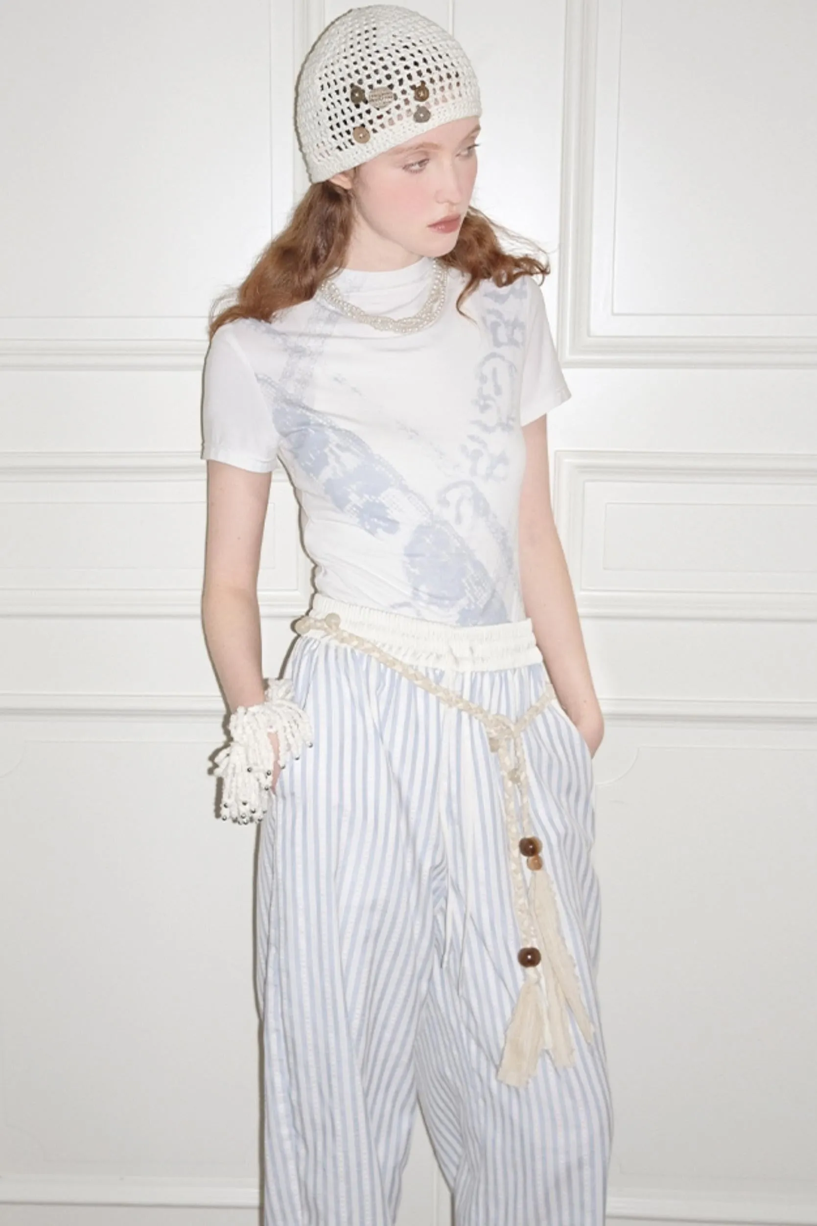 Blue Casual Wide-Leg Pants