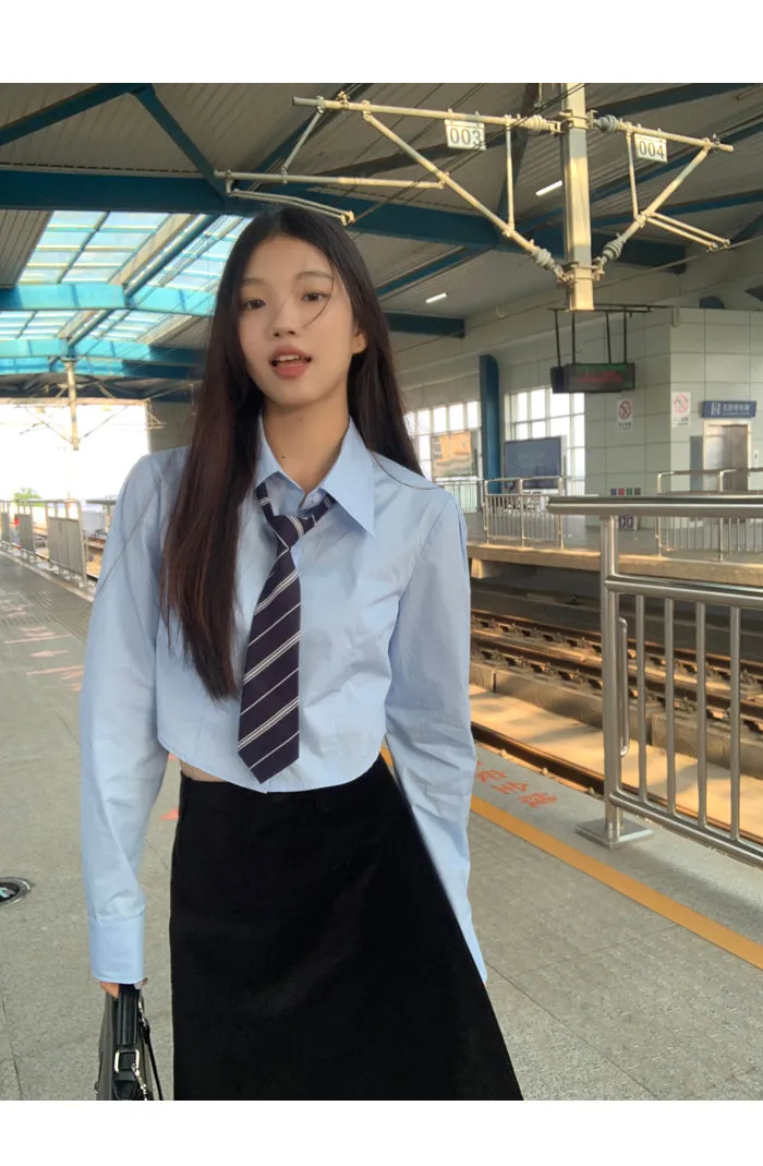 blue French shirt tops