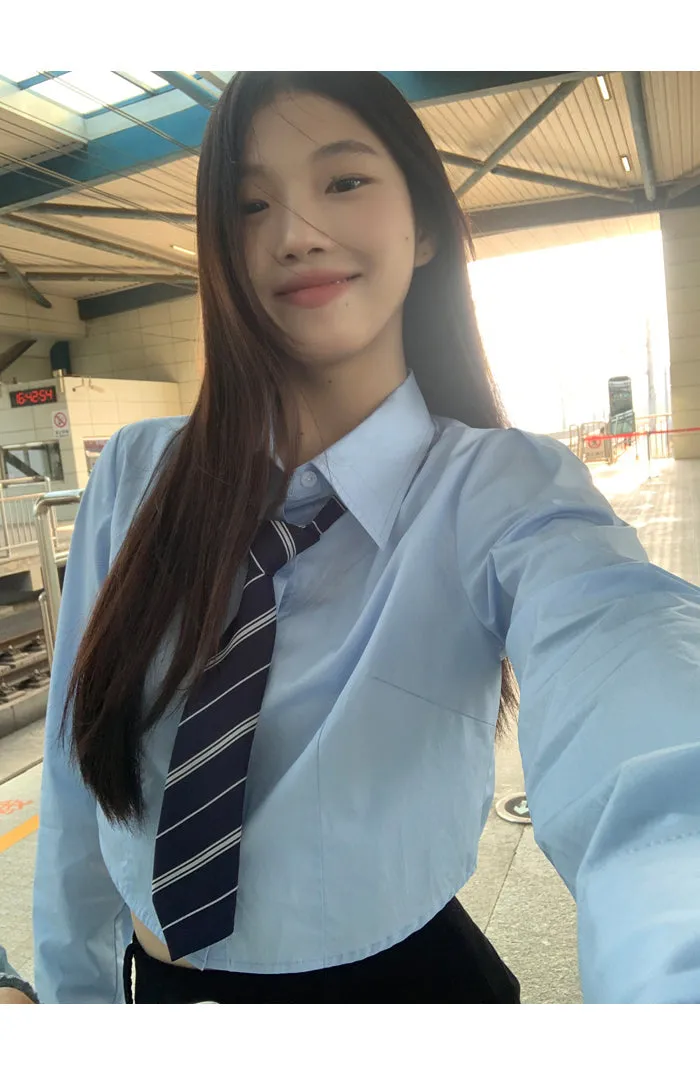 blue French shirt tops