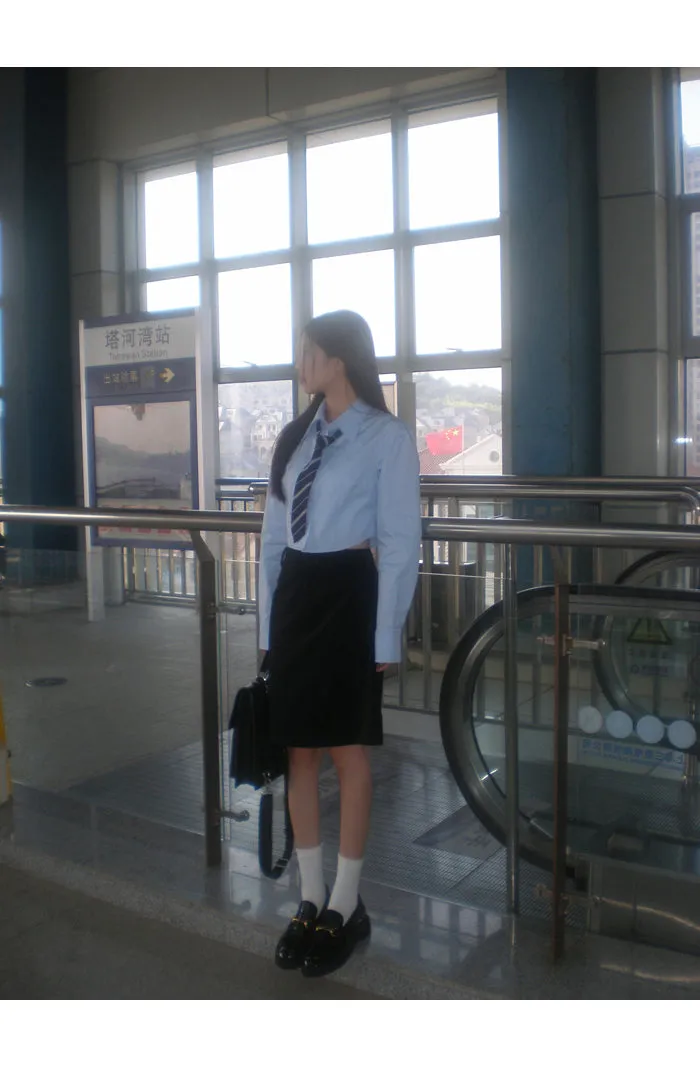blue French shirt tops