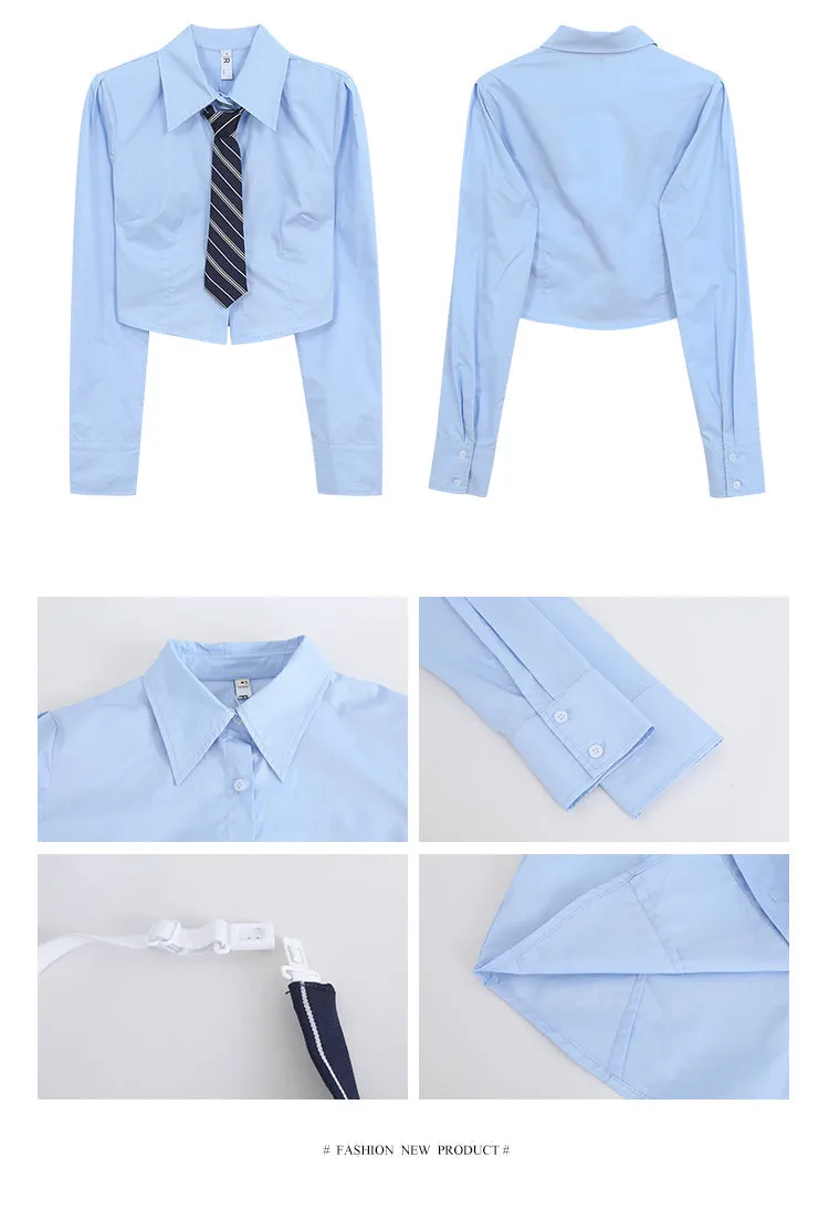 blue French shirt tops