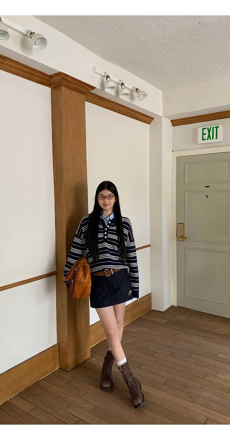 blue French shirt tops
