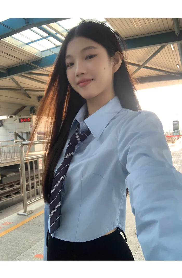blue French shirt tops
