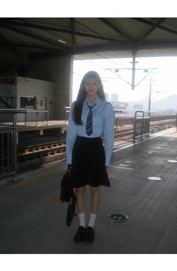 blue French shirt tops