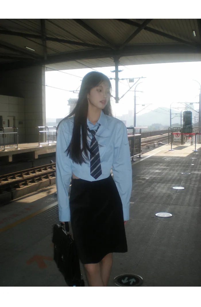 blue French shirt tops