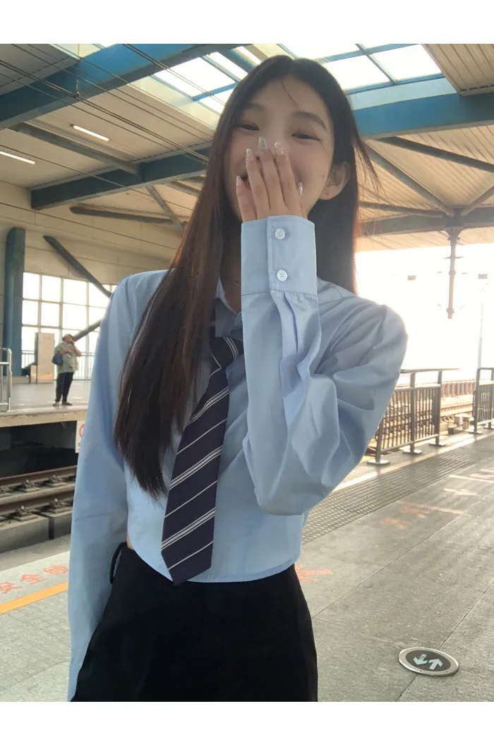 blue French shirt tops