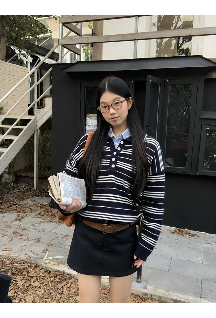 blue French shirt tops