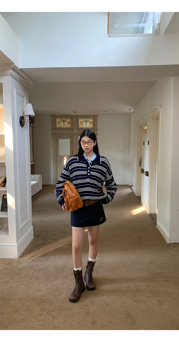 blue French shirt tops