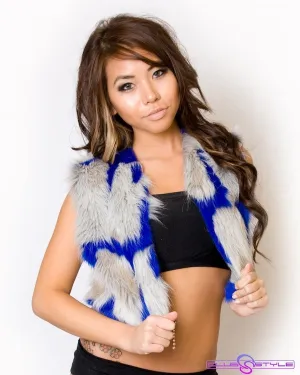 Blue Patchwork Vest