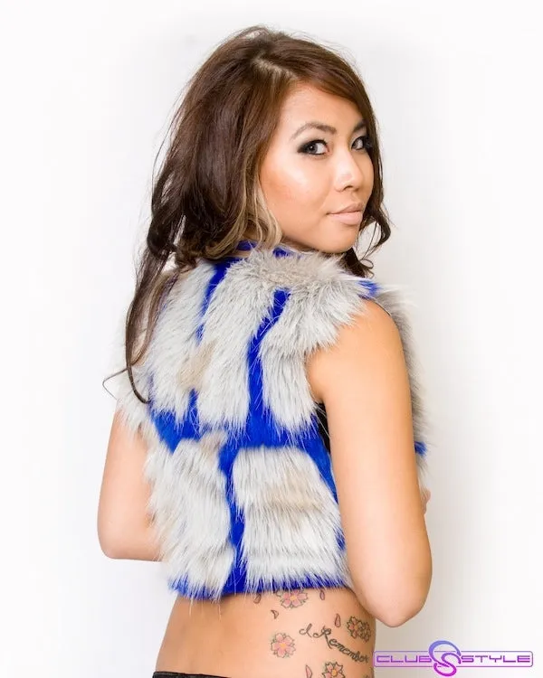 Blue Patchwork Vest