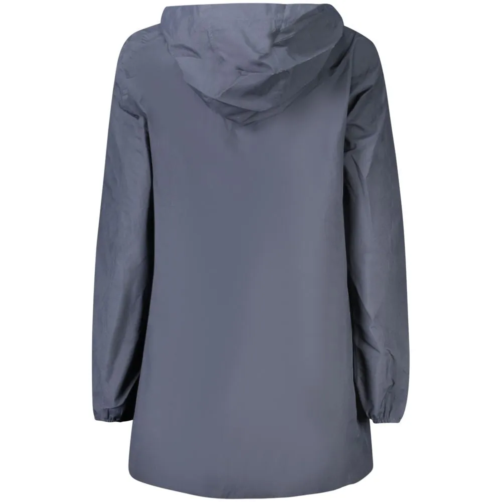 Blue Polyester Women Trench Coat