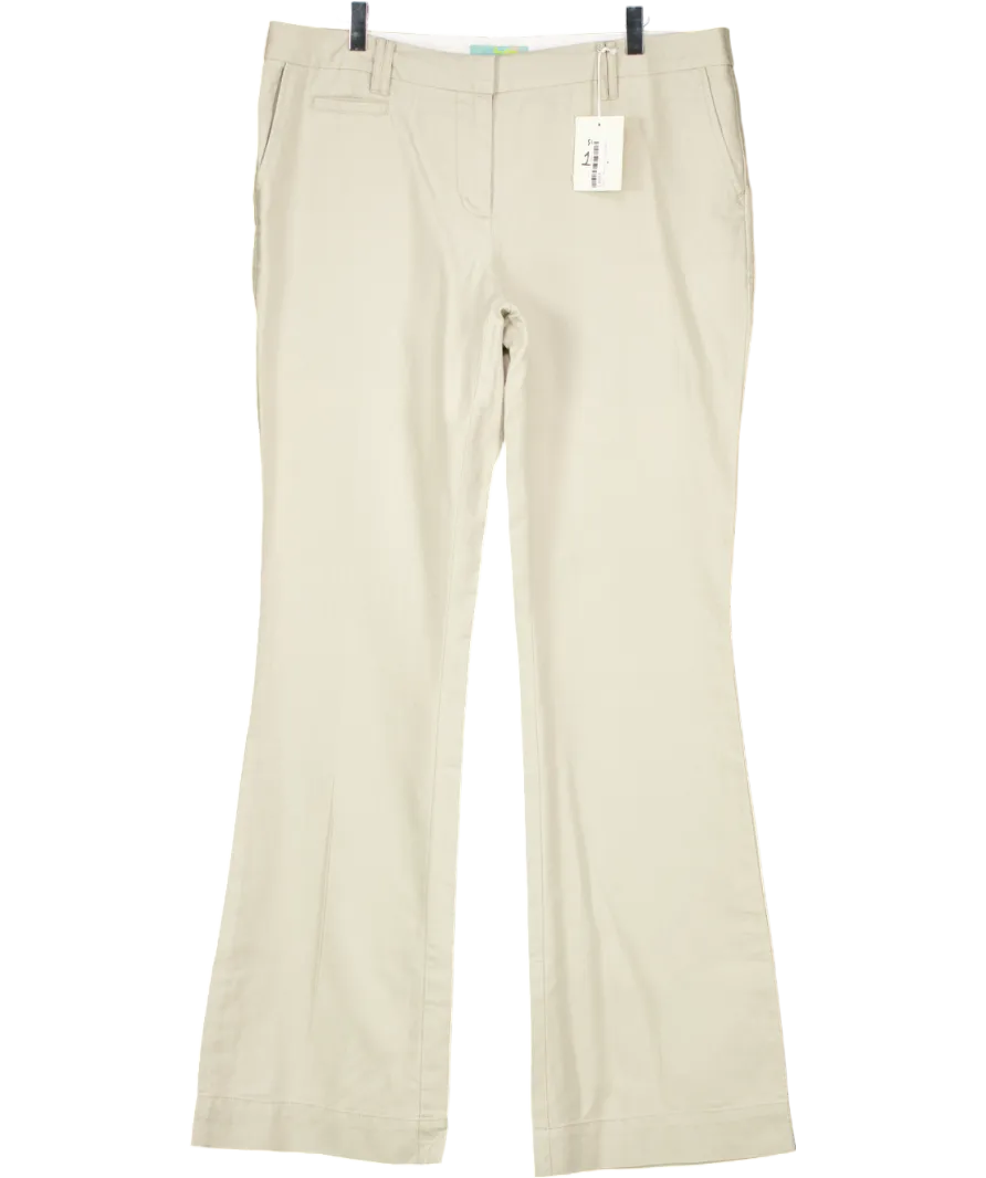 Boden Beige Linen Blend Wide Leg Trouser Long UK 16