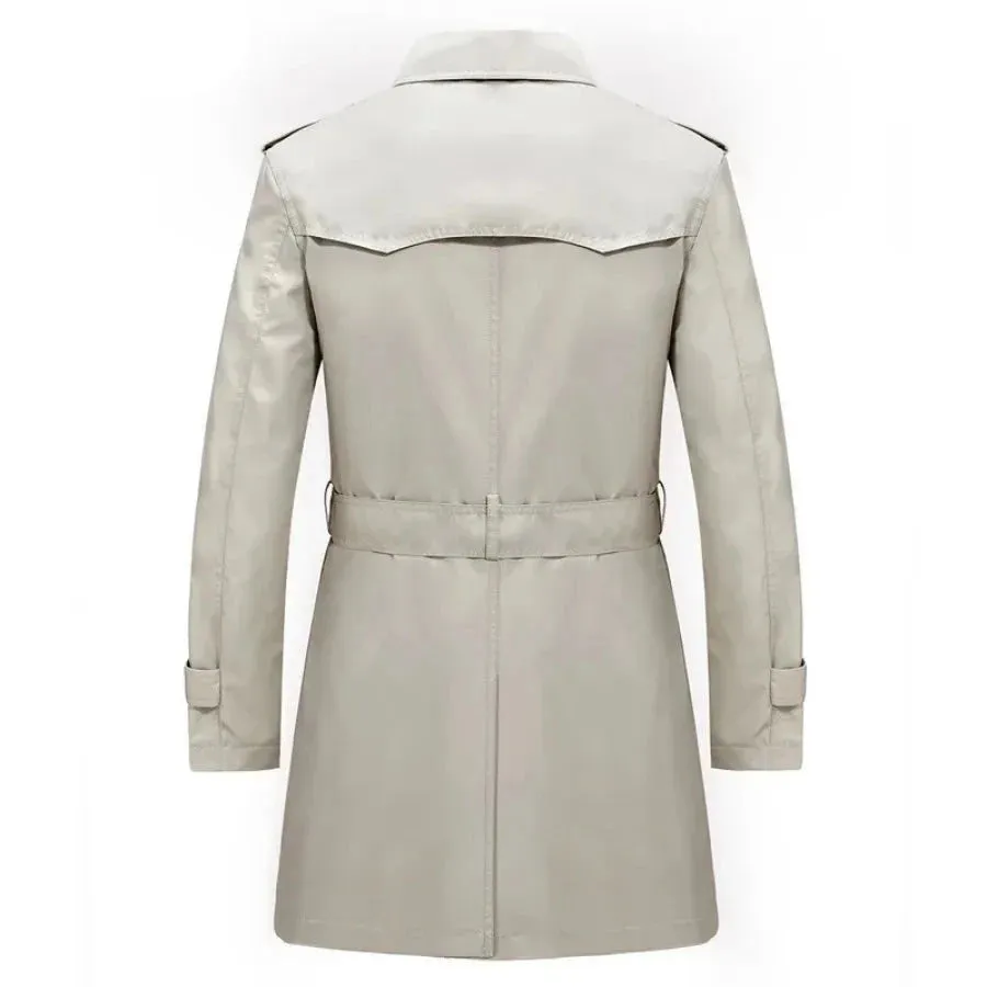 British Style Men's Long Trench Coats with Belt Fashion Slim Windbreak Overcoat Male Double Breasted Jackets
