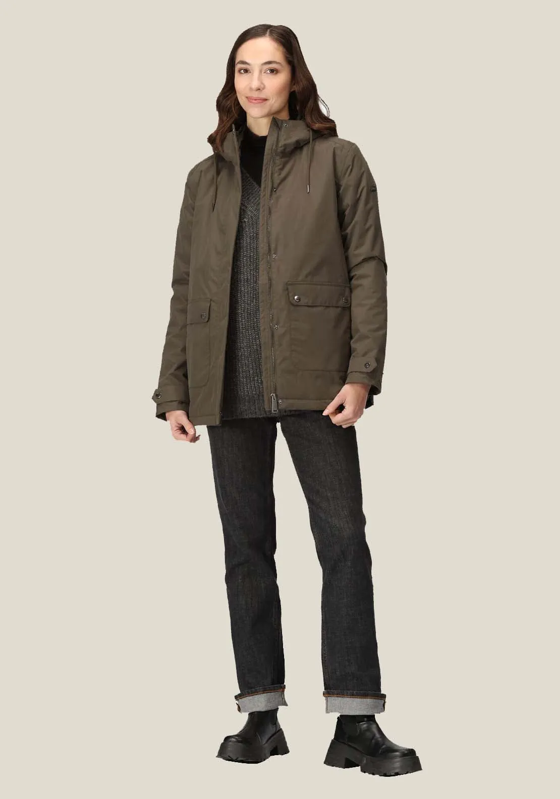 Broadia Fur Hood Waterproof Jacket - Green