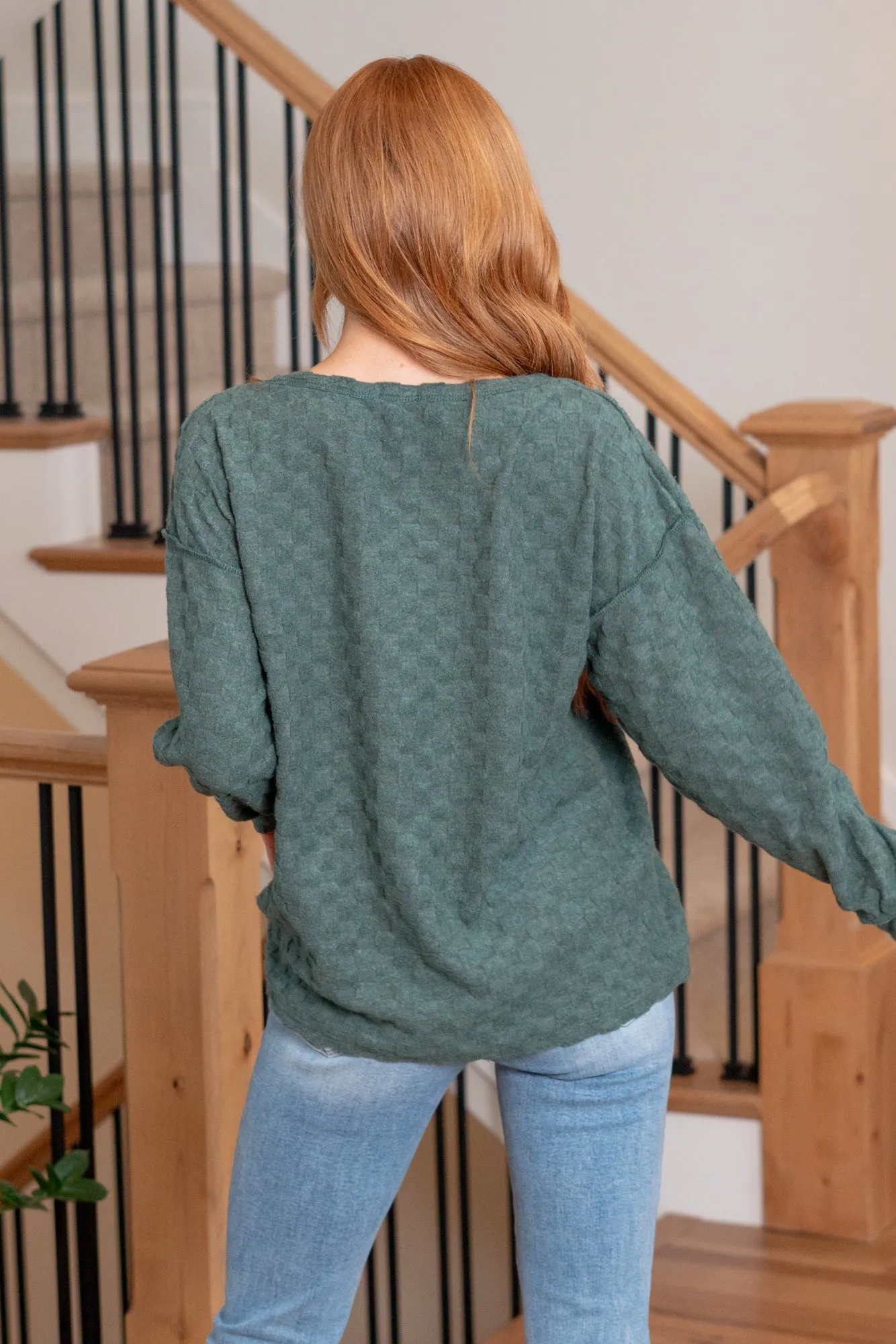 Brushed Checkered Pocket Top - Hunter Green