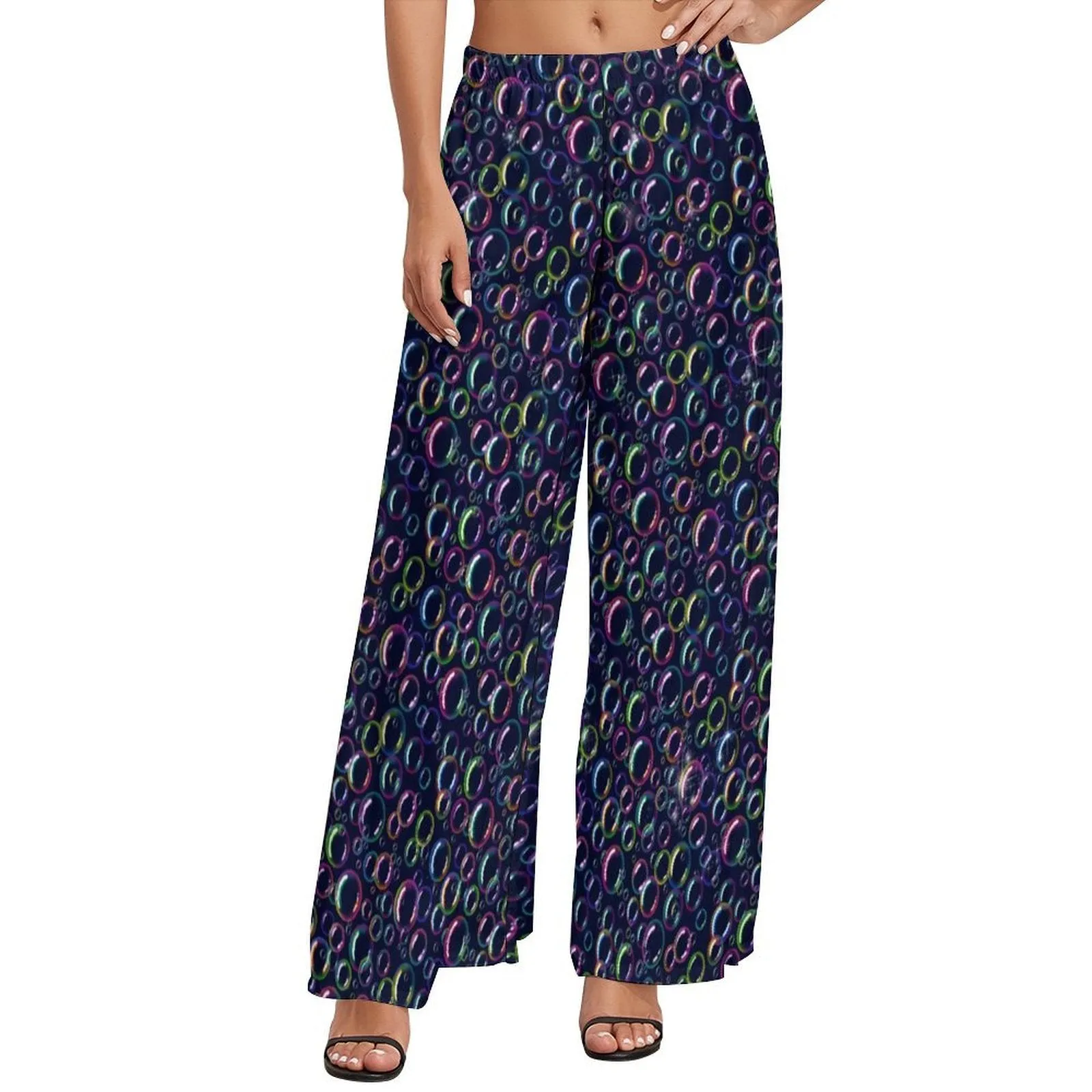 Bubble Navy - Women's Wide-Leg Pants (XS - 6XL)