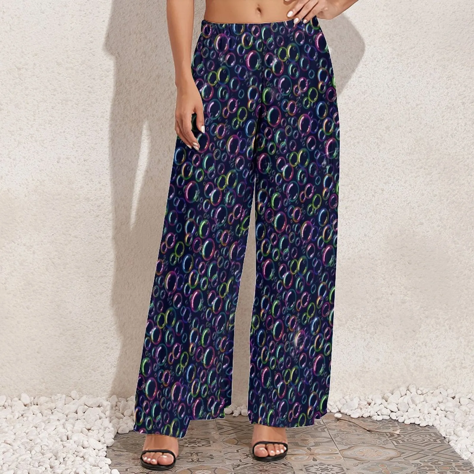 Bubble Navy - Women's Wide-Leg Pants (XS - 6XL)