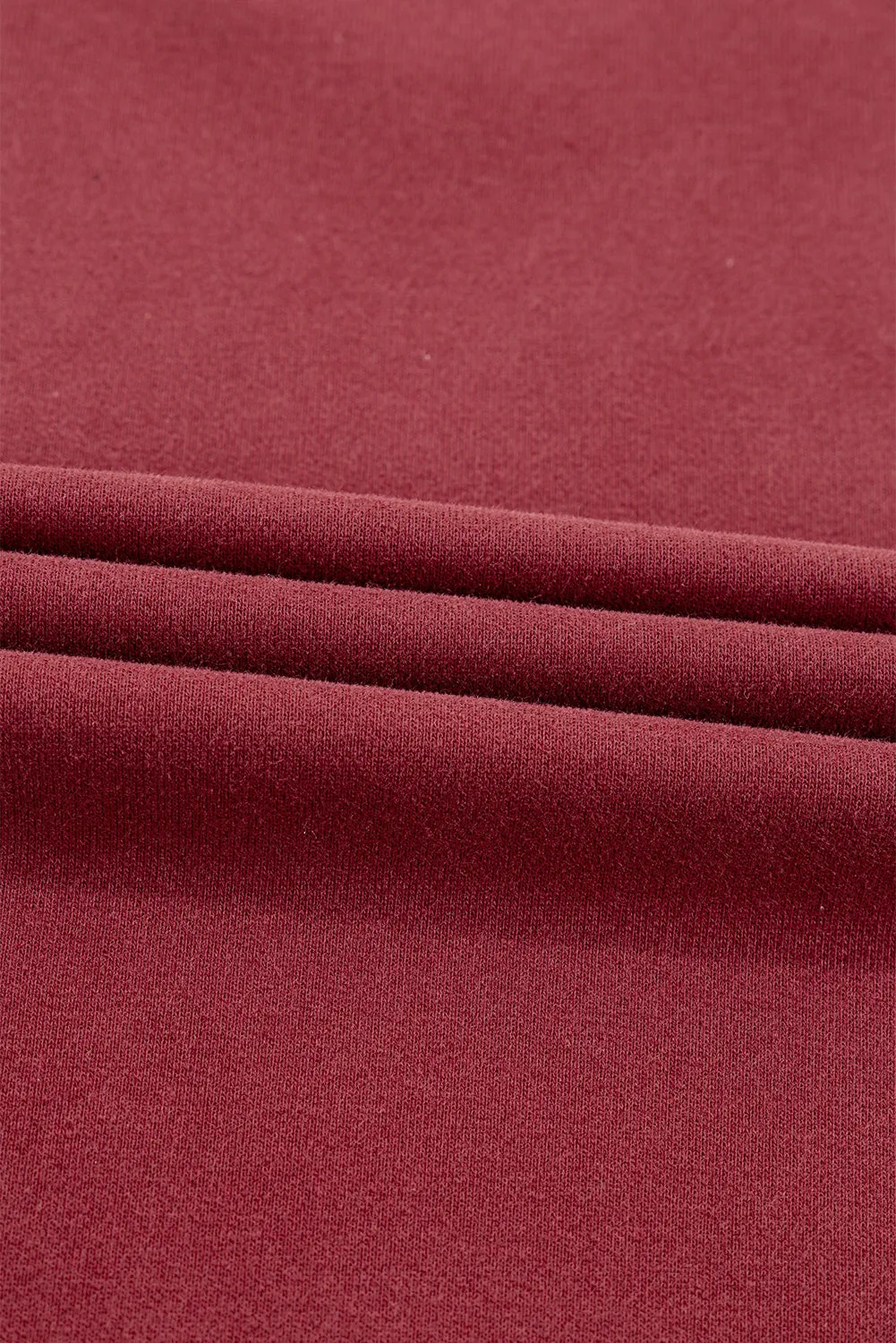 Burgundy Plain Drop Shoulder Crewneck Pullover Sweatshirt