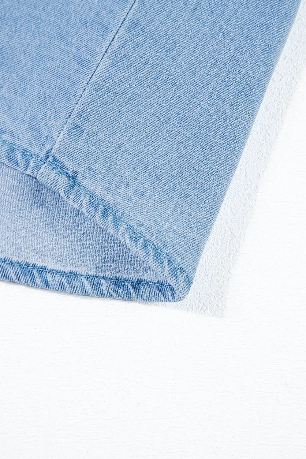 Button Front Frayed Denim Top