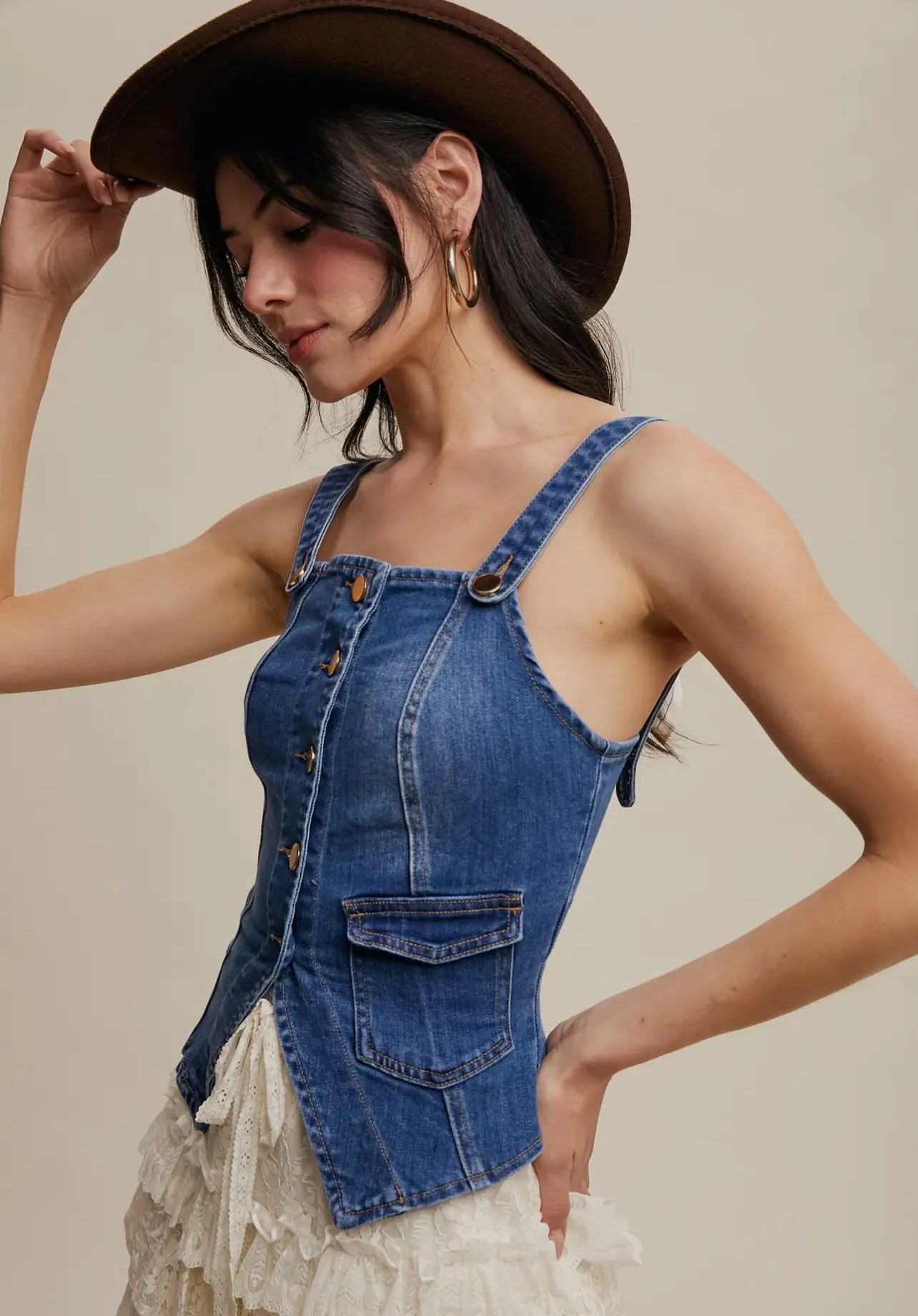 Button Up Denim Bodice