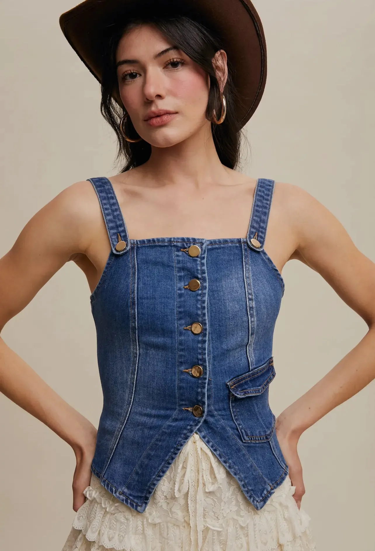 Button Up Denim Bodice