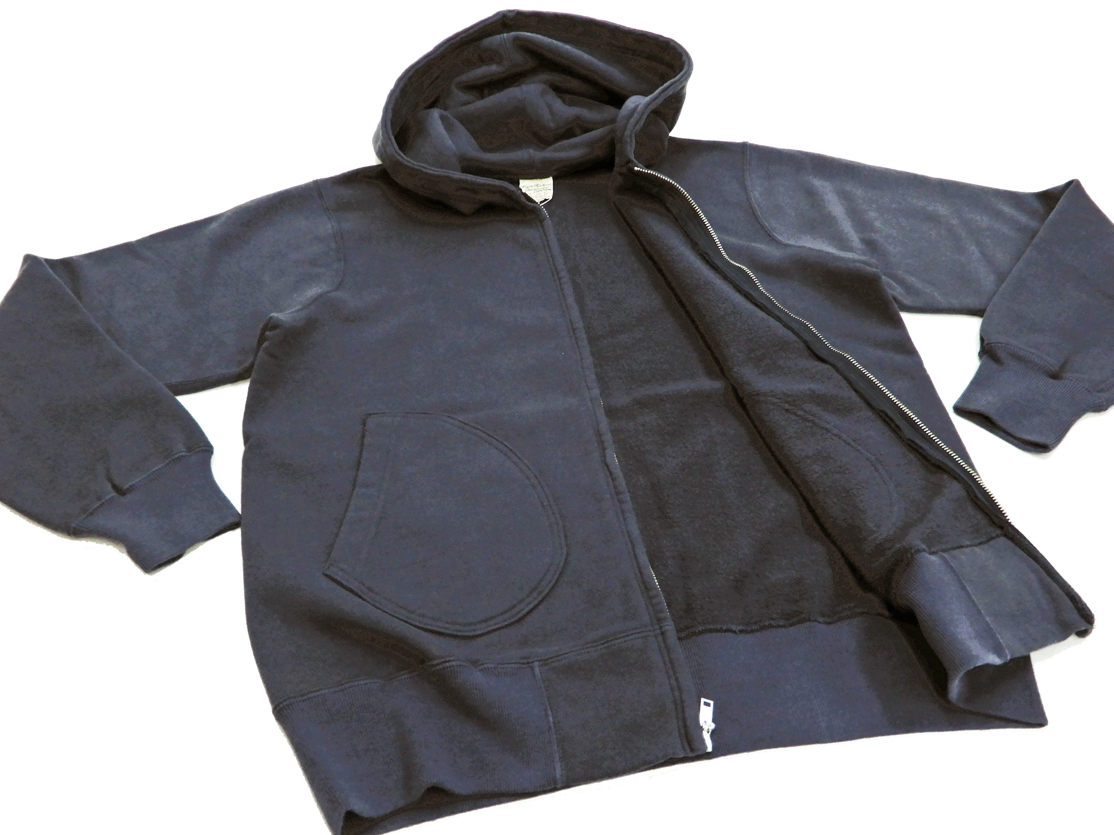 Buzz Rickson Hoodie Men's Plain Hoodie Zip Front Hooded Sweatshirt BR65623 Faded-Navy-Blue