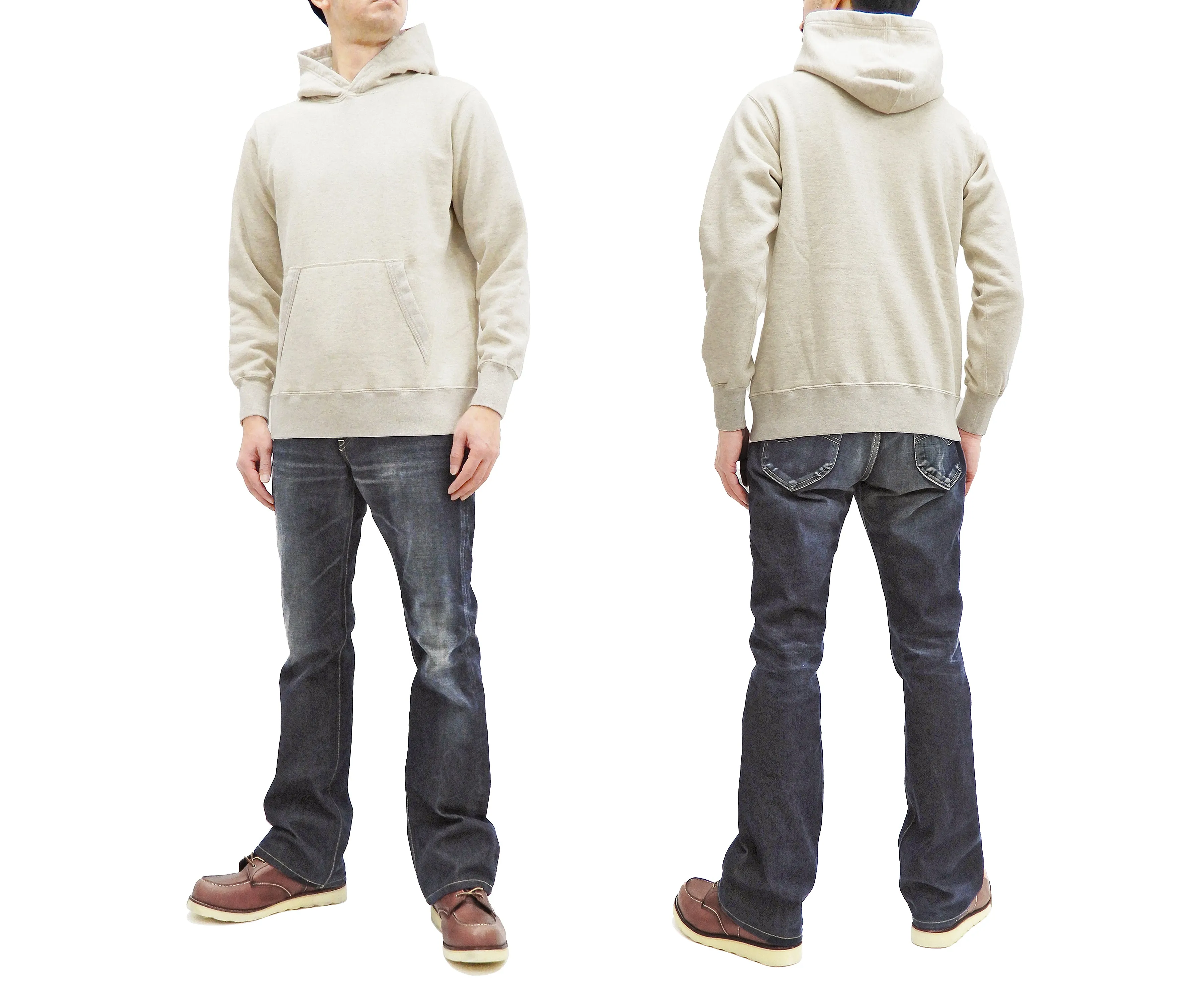 Buzz Rickson Plain Pullover Hoodie Men's Loop-wheeled Vintage Style Hooded Sweatshirt BR68914 131-Oatmeal