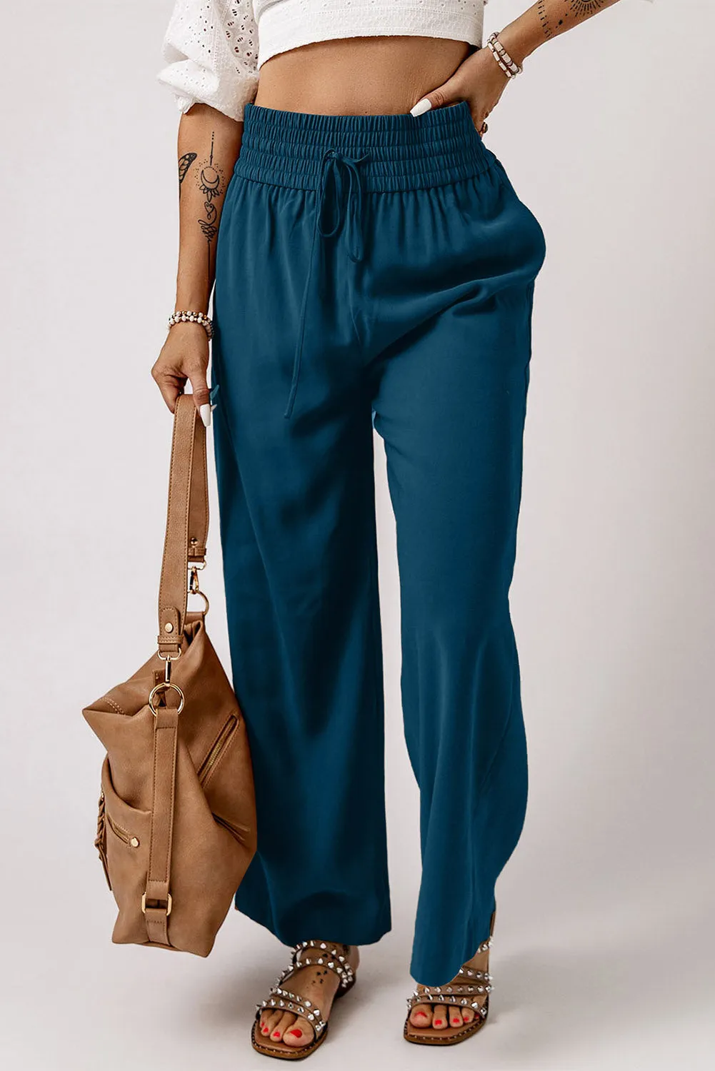 CAMEL WIDE LEG PANTS