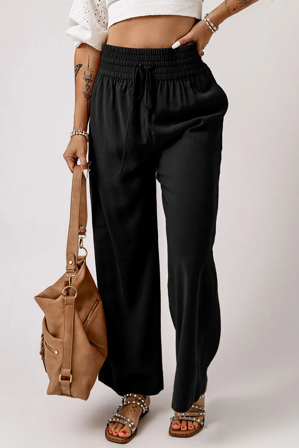 CAMEL WIDE LEG PANTS