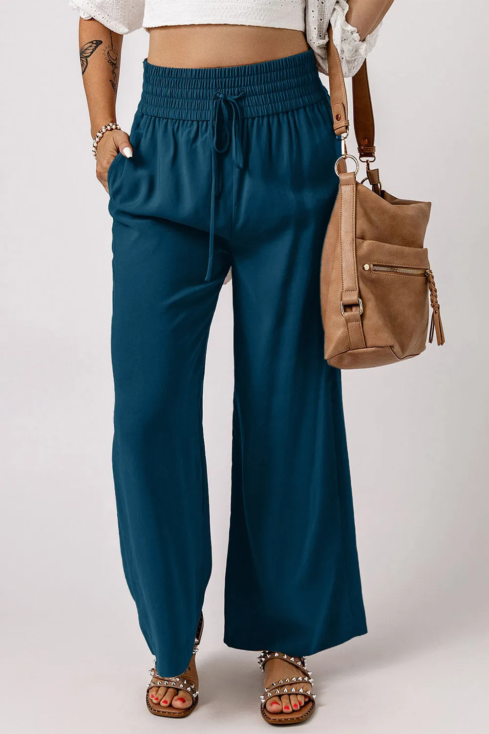 CAMEL WIDE LEG PANTS