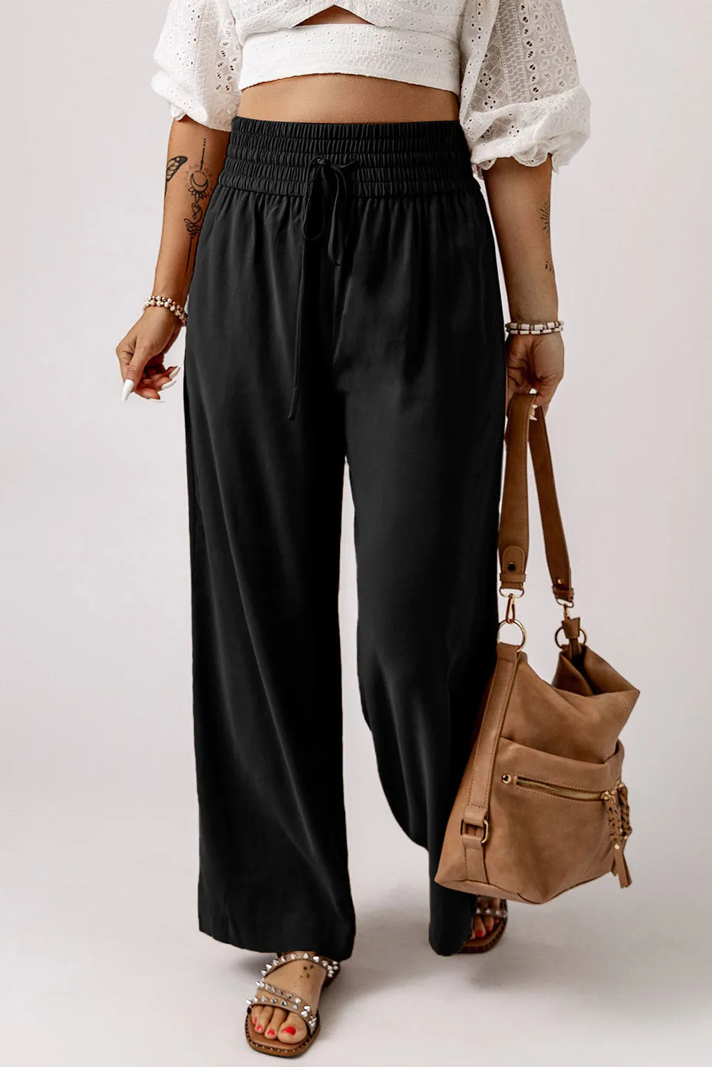 CAMEL WIDE LEG PANTS
