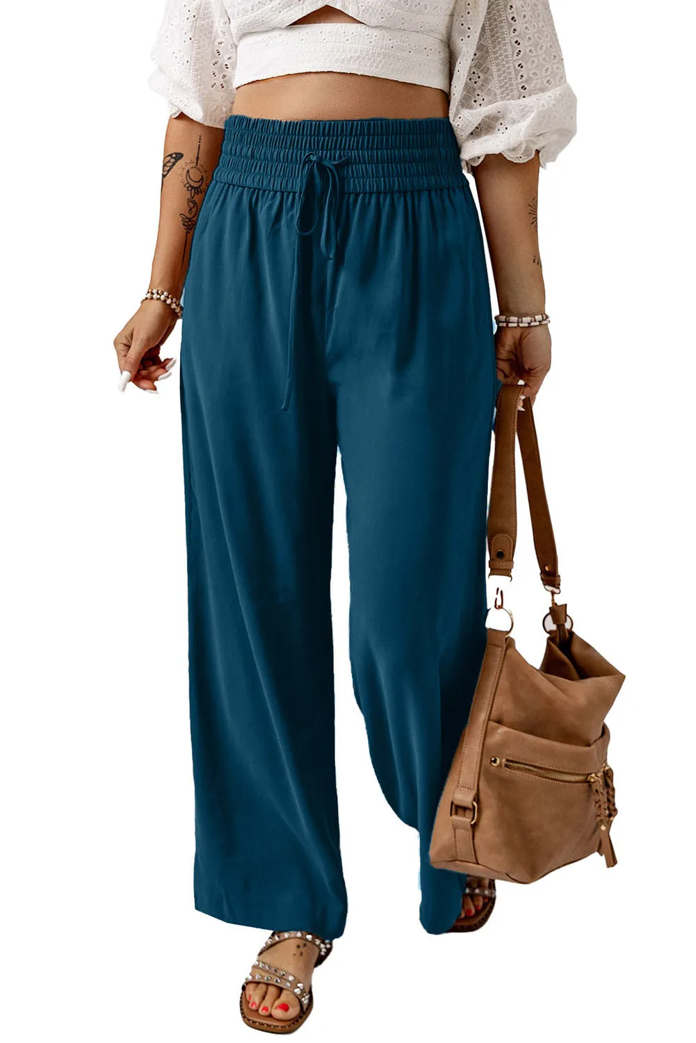 CAMEL WIDE LEG PANTS