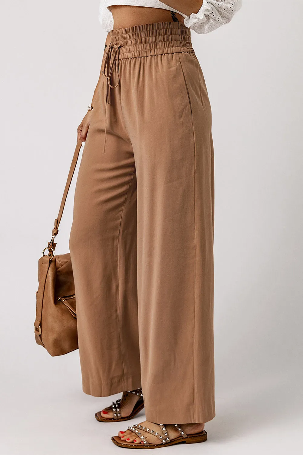 CAMEL WIDE LEG PANTS