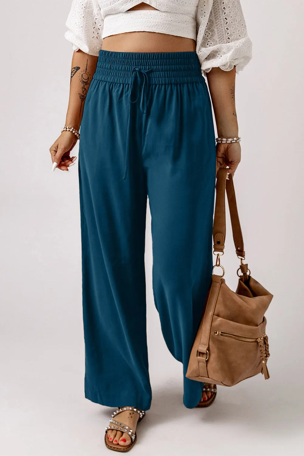CAMEL WIDE LEG PANTS