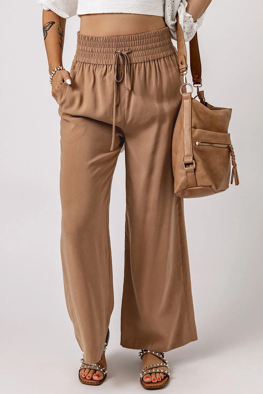 CAMEL WIDE LEG PANTS