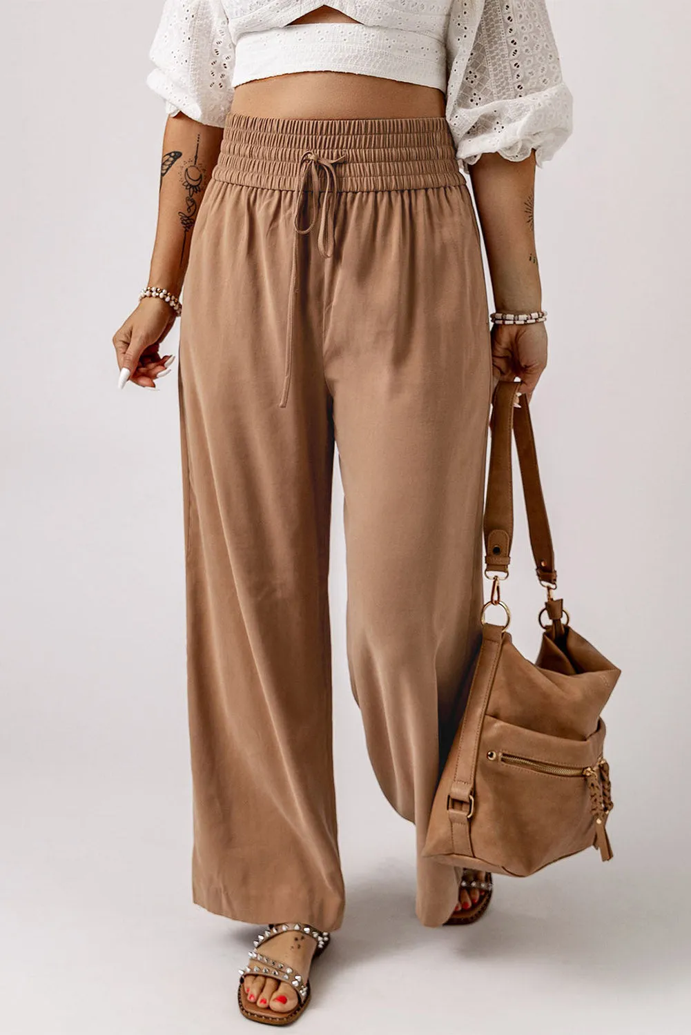 CAMEL WIDE LEG PANTS