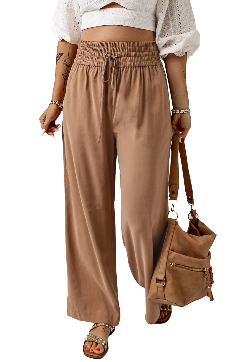 CAMEL WIDE LEG PANTS