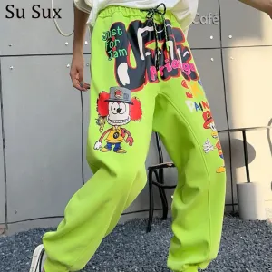 Cartoon Pattern Graffiti Ankle-Tied Sweatpants