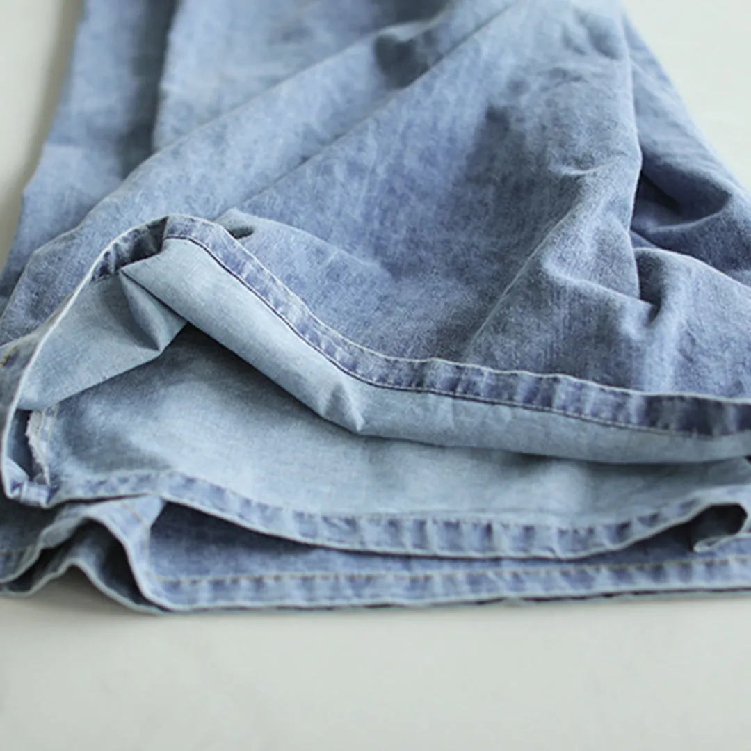 Casual Blue Shift Wide Leg Denim Pants