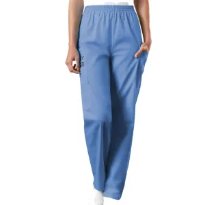 Cherokee Workwear 4200 Scrubs Pants Womens Natural Rise Tapered Pull-On Cargo Ceil Blue