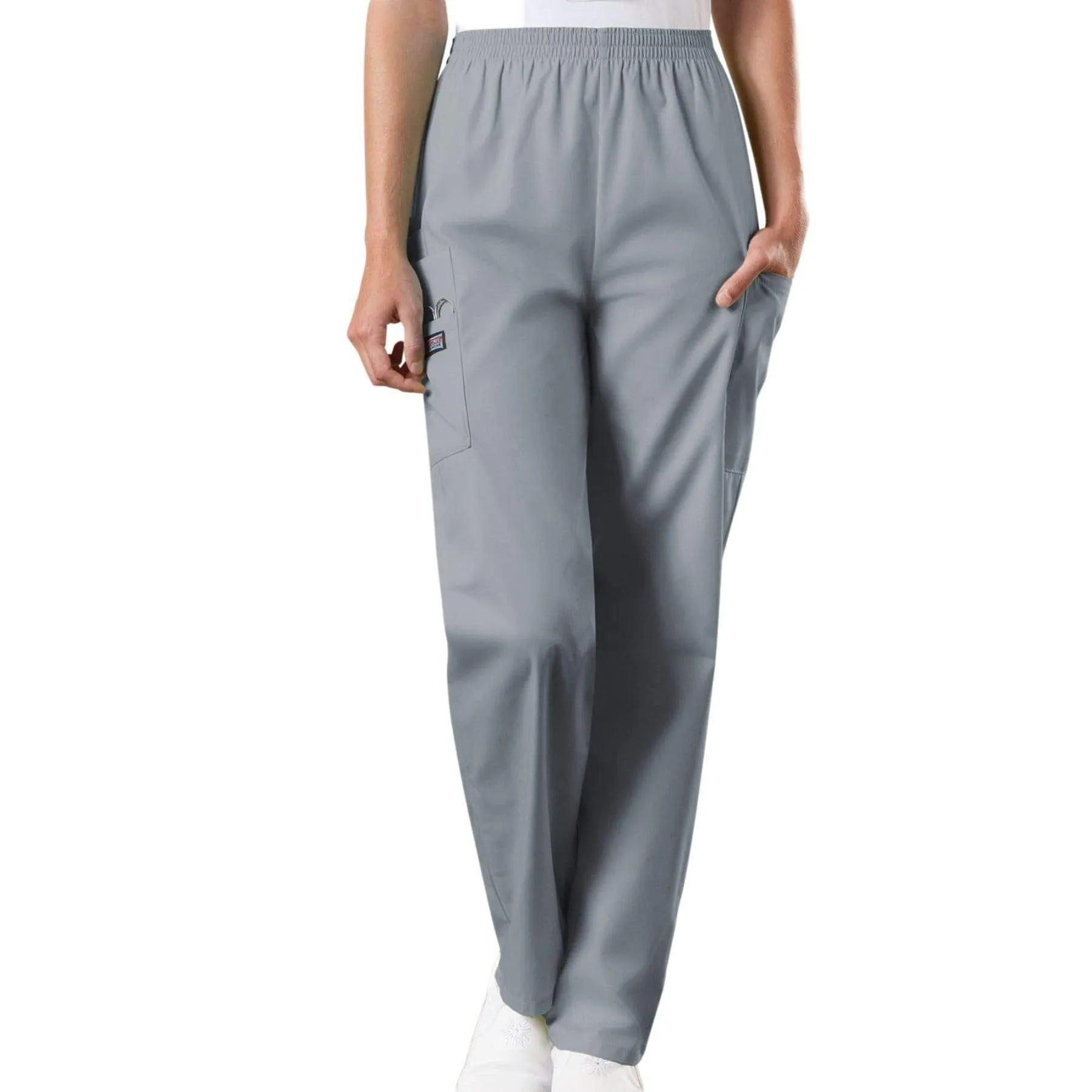 Cherokee Workwear 4200 Scrubs Pants Womens Natural Rise Tapered Pull-On Cargo Grey