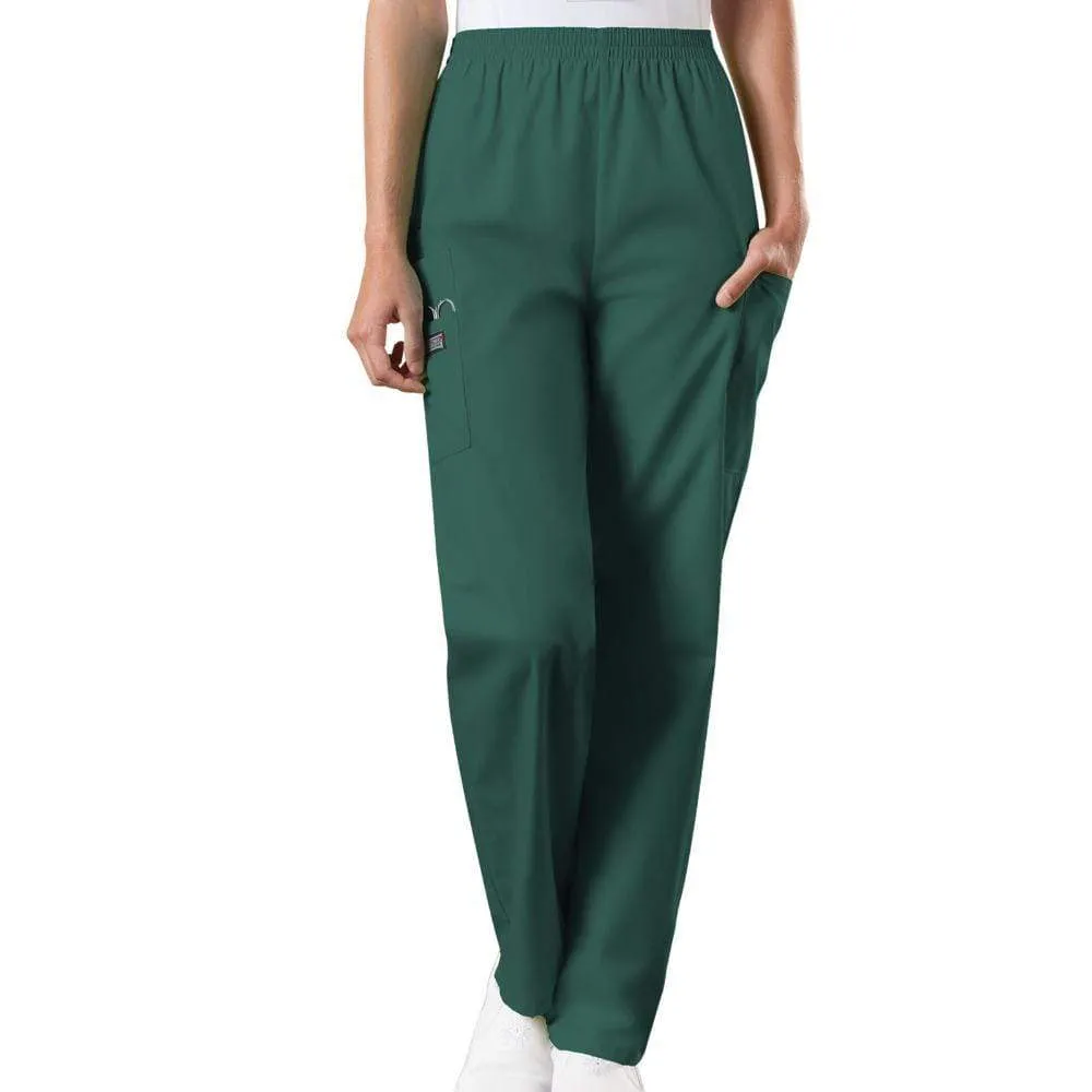 Cherokee Workwear 4200 Scrubs Pants Womens Natural Rise Tapered Pull-On Cargo Hunter Green