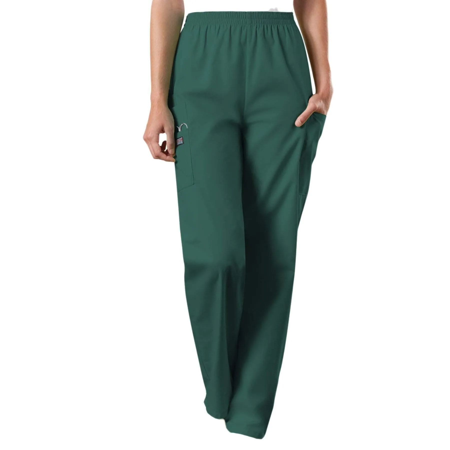 Cherokee Workwear 4200 Scrubs Pants Womens Natural Rise Tapered Pull-On Cargo Hunter Green