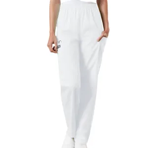 Cherokee Workwear 4200 Scrubs Pants Womens Natural Rise Tapered Pull-On Cargo White