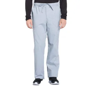 Cherokee Workwear Professionals WW190 Scrubs Pants Mens Tapered Leg Drawstring Cargo Grey