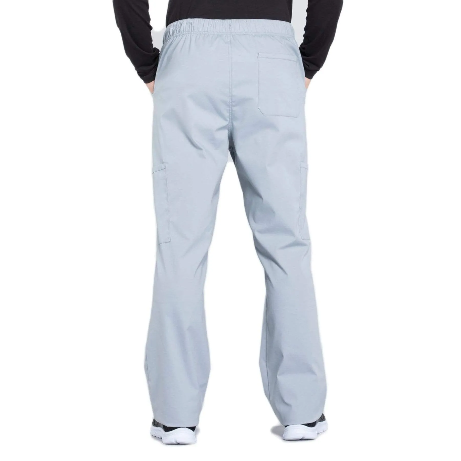 Cherokee Workwear Professionals WW190 Scrubs Pants Mens Tapered Leg Drawstring Cargo Grey